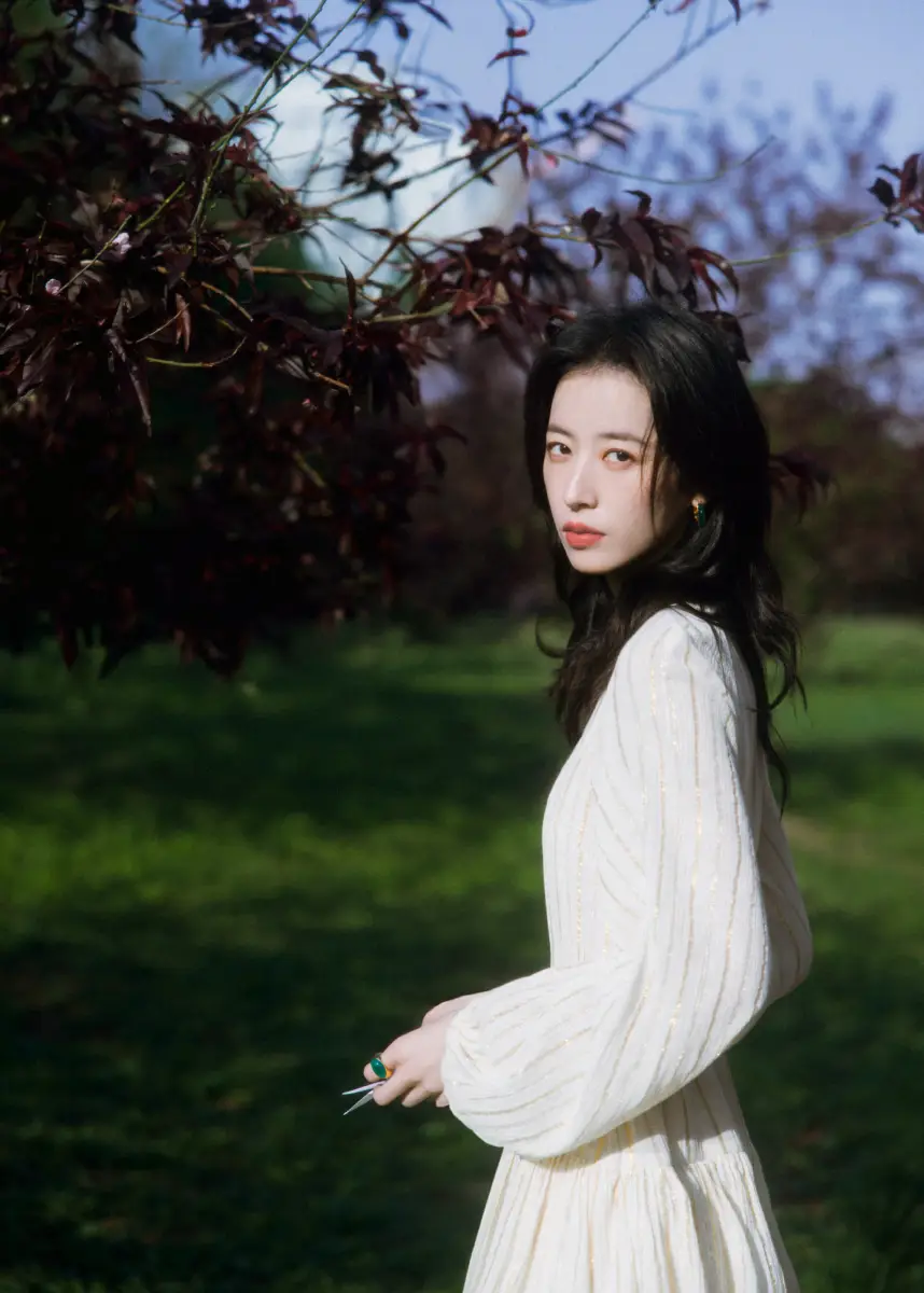 傅菁穿碎钻白蕾裙又美又飒 侧身回眸眼神潇洒犀利
