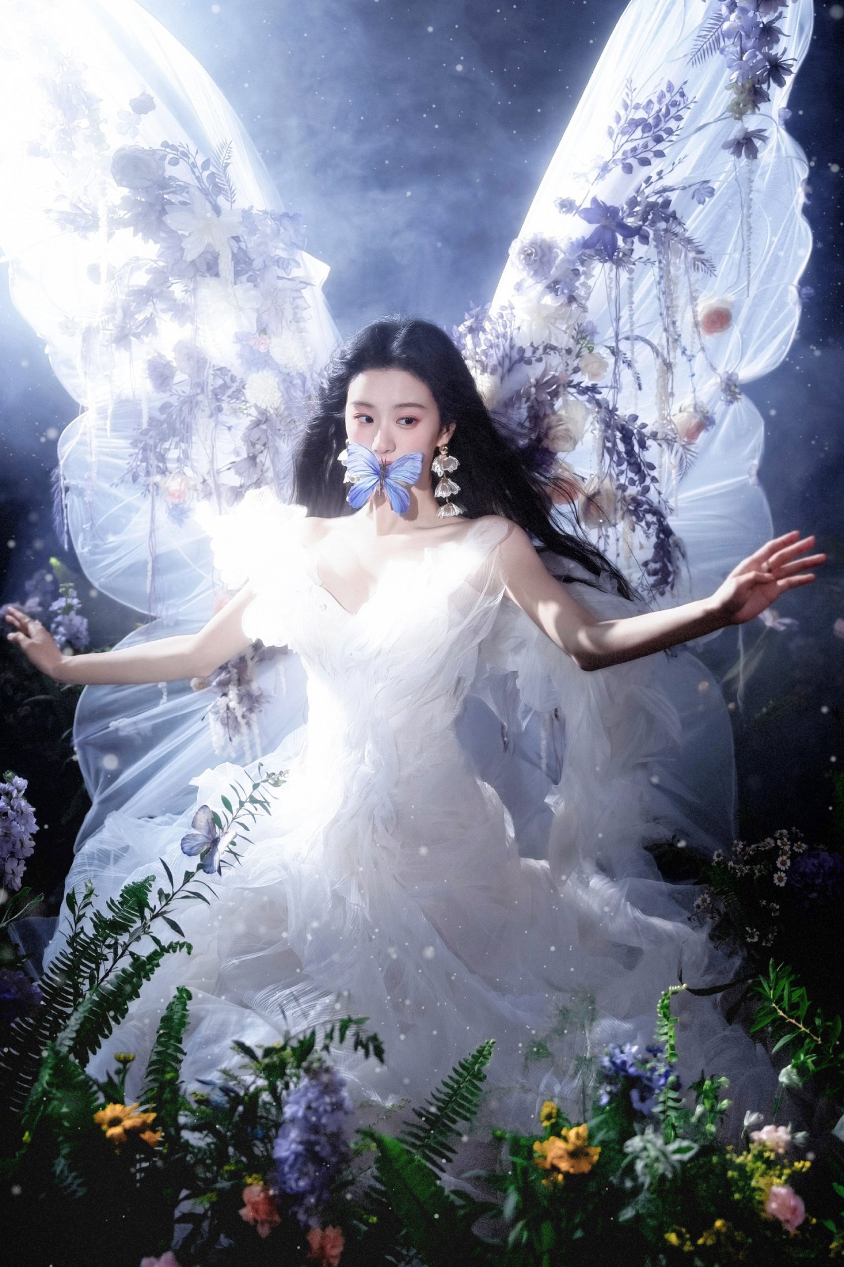 包上恩穿白色纱裙好美丽