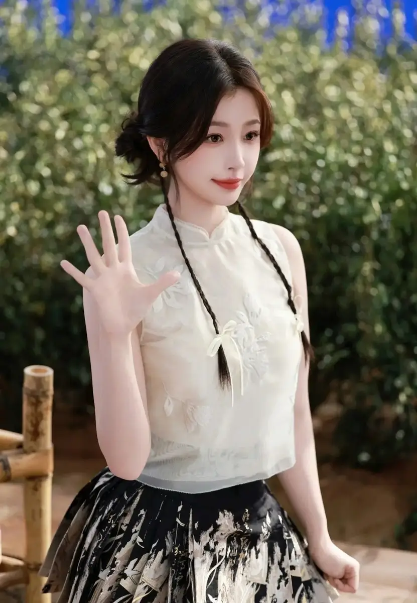 虞书欣变身春日采茶少女 穿新中式上衣甜美清新