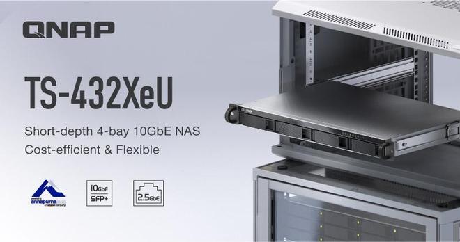 威联通推出12"短机身1U NAS新品TS-432XeU，基于4核A57处理器